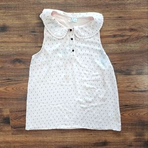 Elle Junior's Sleeveless Crew Neck Button Down Lightweight Top Pink Size Medium